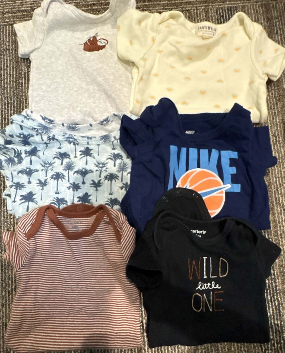 Nike Carter's Baby Boy 6M Bodysuit Lot 6 Short Sleeve Onesies